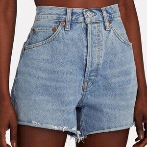 RE/DONE Originals 50s Cutoff Shorts in Cool Medium Blue